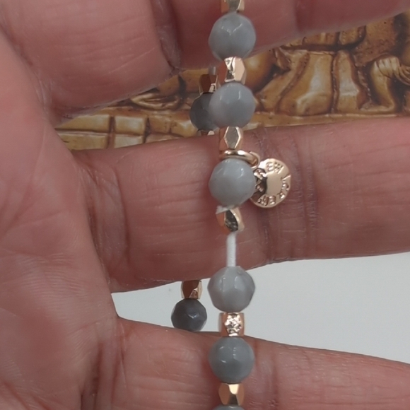 J. Crew Gray and Gold Stretch Bracelet with Charm - Picture 6 of 6